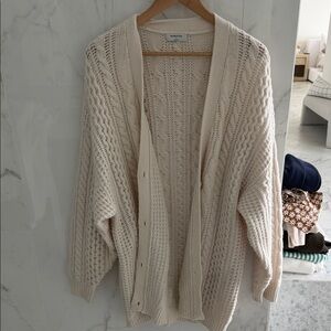 Babaton Ivory Cable Knit Open Cardigan
